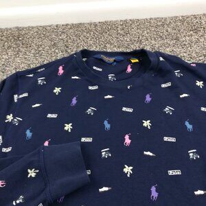 Polo Golf Ralph Lauren Sweatshirt AOP All Over Print Zip Pockets Mens Large $128